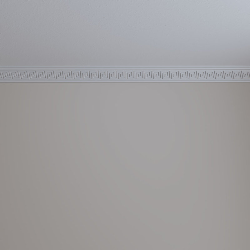 Eris White Urethane Crown Moulding with Greek Key Design