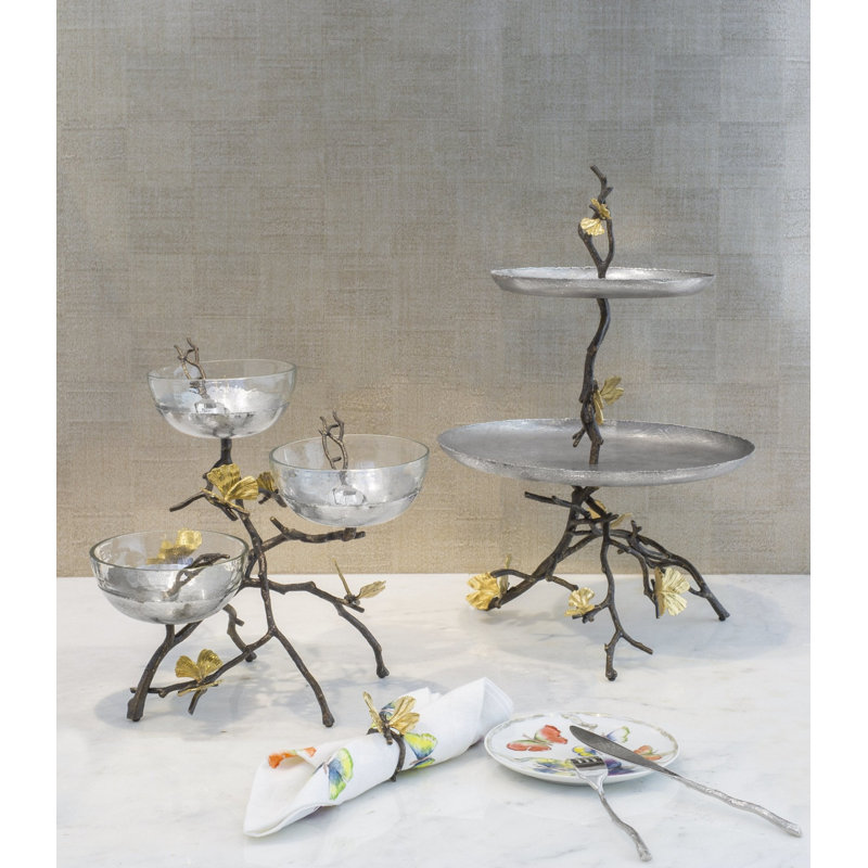 Butterfly Ginkgo Triple Bowl Set with Spoons