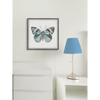 " Ocean Blue Shade Butterfly " by Parvez Taj Watercolor Painting