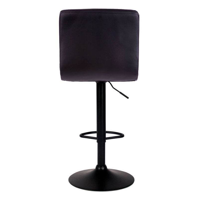 Swivel Upholstered Adjustable Height Counter Stool with Metal Frame, Black
