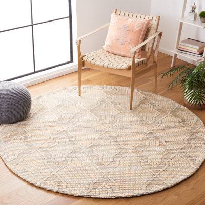 Geometric Handmade Hand-Loomed Ivory/Orange Area Rug