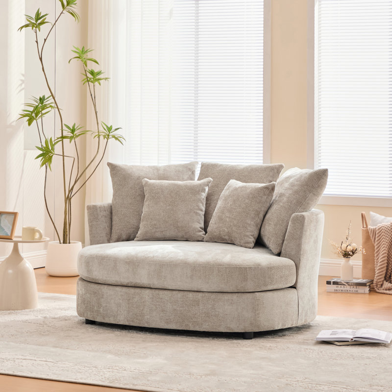 Fauteuil demi-tonneau rembourré en chenille, Blé