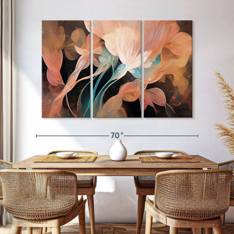 Avery Abstract Peach Flowers, 42" H x 65" W