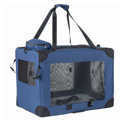 Cage pour chien de 40 po à parois souples avec entrée à 3 portes, transporteur pliable pour animaux de compagnie et chenil de voyage pour l'intérieur et l'extérieur