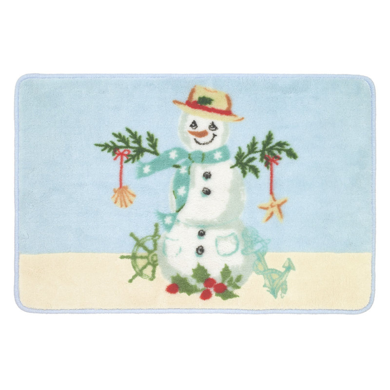 Coastal Snowman Cotton Non-Slip Bath Rug