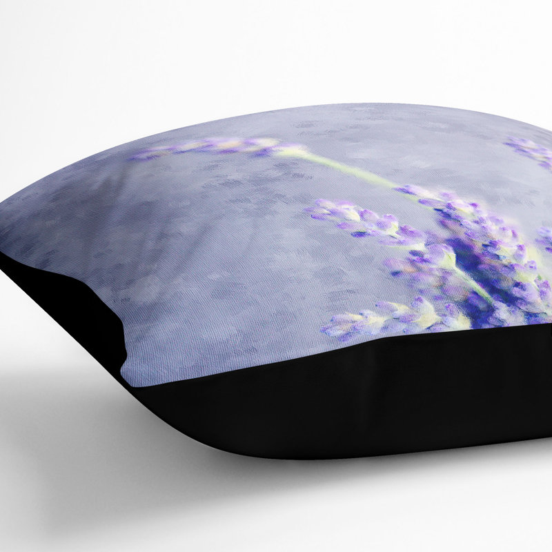 Pretty Lavender Cushion with Filling, 55cm H x 55cm W x 20cm D, Black