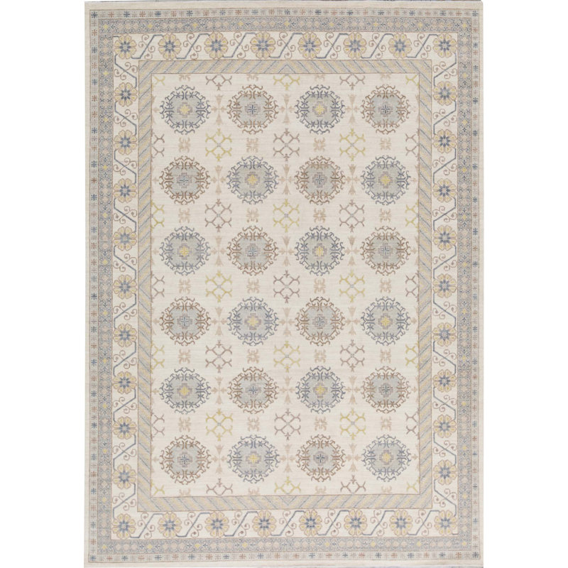 Tapis ivoire noué à la main de haute qualité