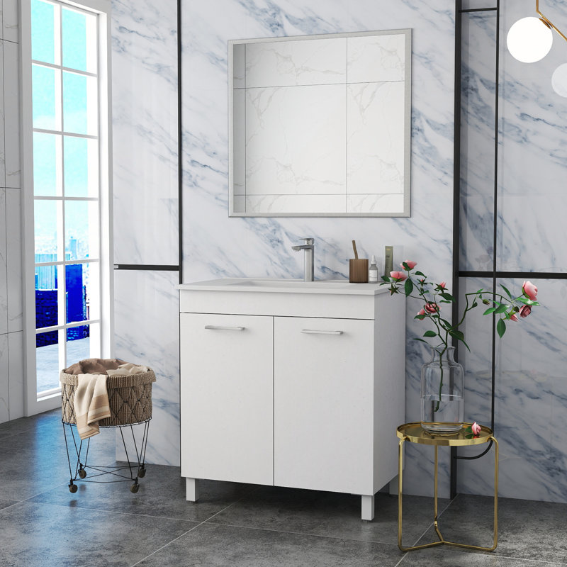 Meuble-lavabo de 32 pouces avec lavabo et miroir et lavabo en céramique