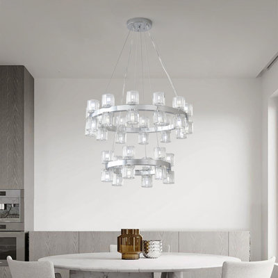 30-Light Modern 2 Ring Crystal Chandeliers