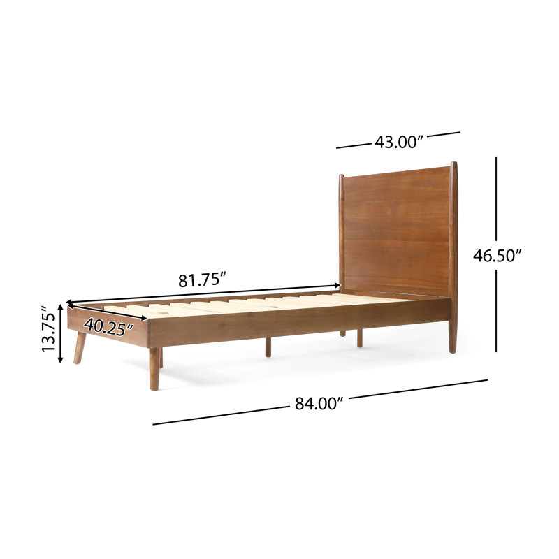 Cohron Acacia Wood Platform Bed with Splayed Legs, Twin XL, Medium Brown