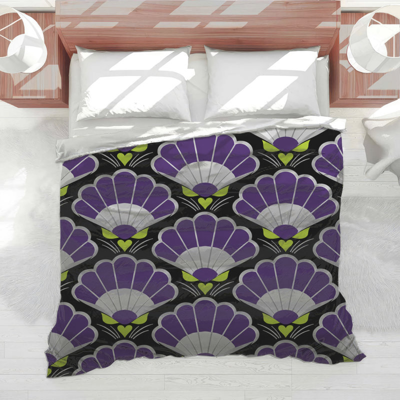 Édredon mauve à motif de éventail, Twin