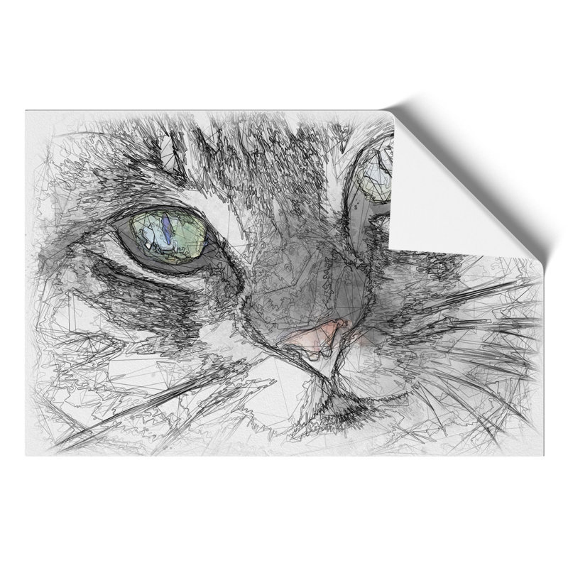 Portrait of a Cat Sketch - Frameless Print, 21cm H x 30cm W x 0.1cm D