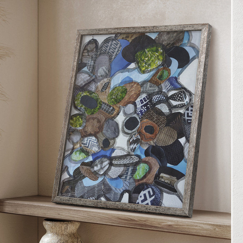 Reproduction encadrée en verre bleu Catalina Island - bois massif, H 11 po x l 9 po