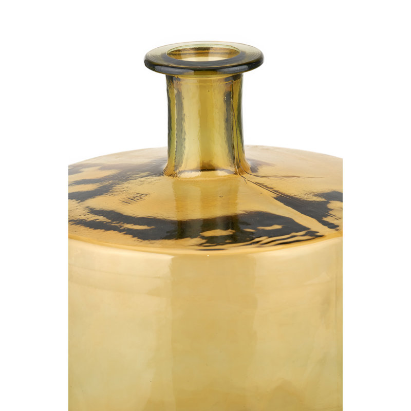 Handmade Glass Floor Vase, Yellow