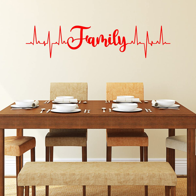 Décalcomanie murale Family Heartbeat Line, H 11 po x l 50 po, Rouge
