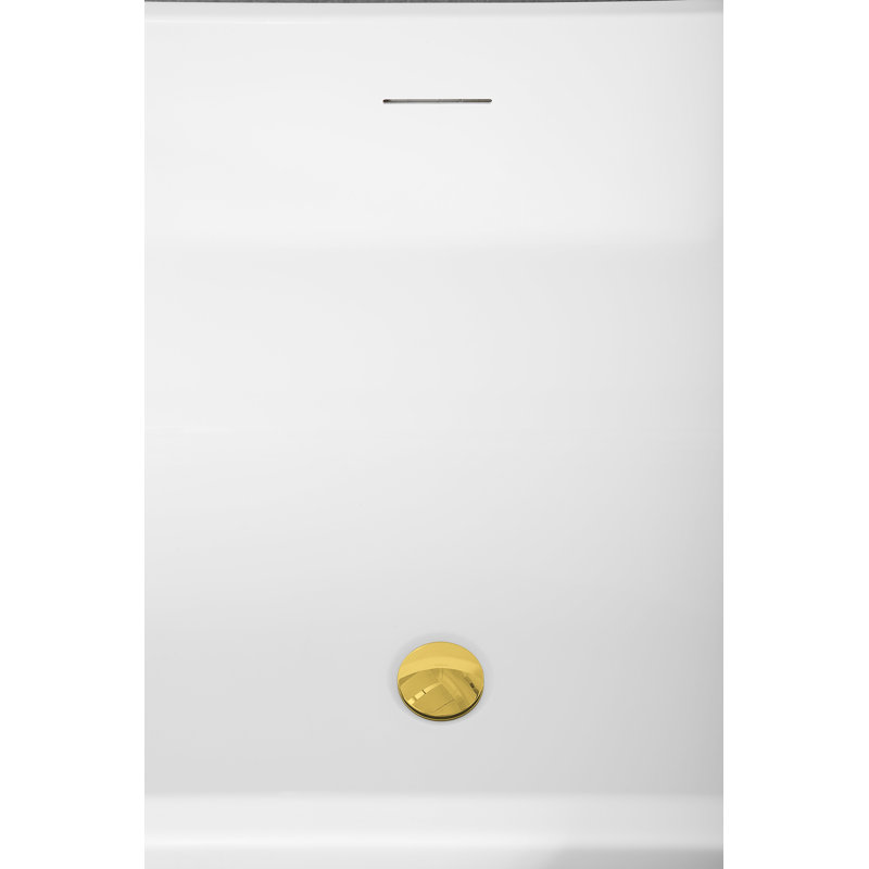 51" Streamline Soaking Freestanding Tub and Tray With Internal Drain, Polished Gold