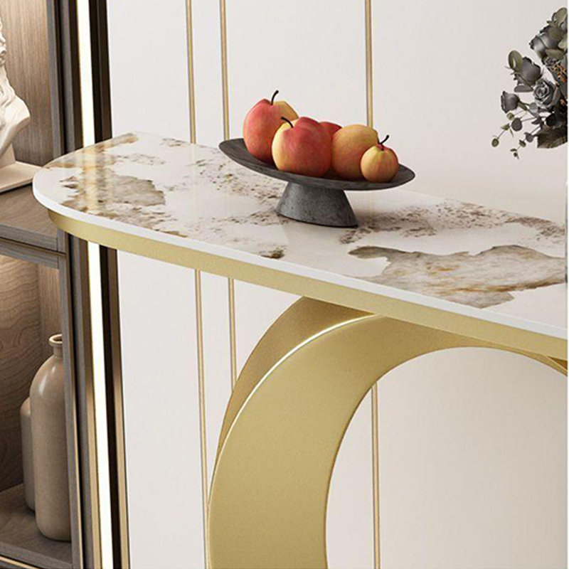 Console luxueuse pour hall d'entrée en ardoise, H 31,5 po x l 39,4 po x P 11,8 po, Doré, Ivoire ivoire