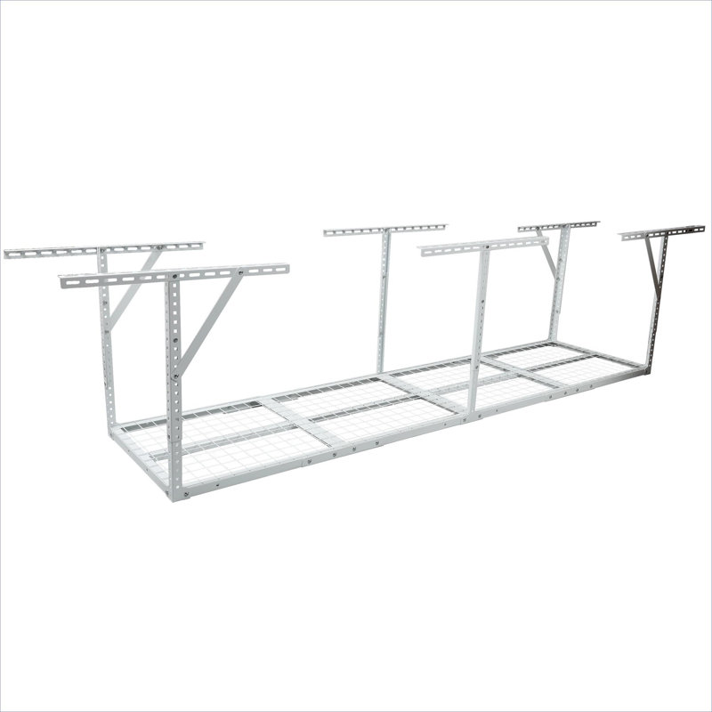 Steel 2 x 8FT Adjustable Heavy Duty Overhead Garage Ceiling Storage System in Soft White