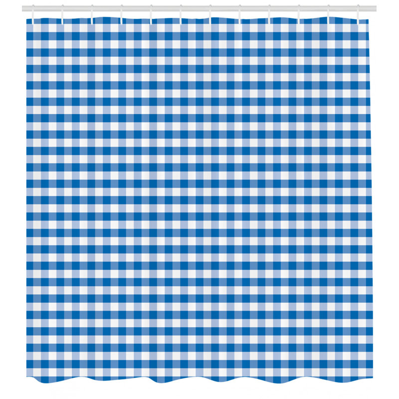 Ensemble de rideau de douche + crochets, H 69 po x l 105 po, Bleu