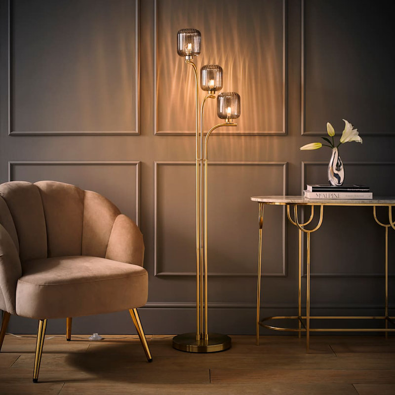 Amelie 155cm Plated Traditional Floor Lamp, No