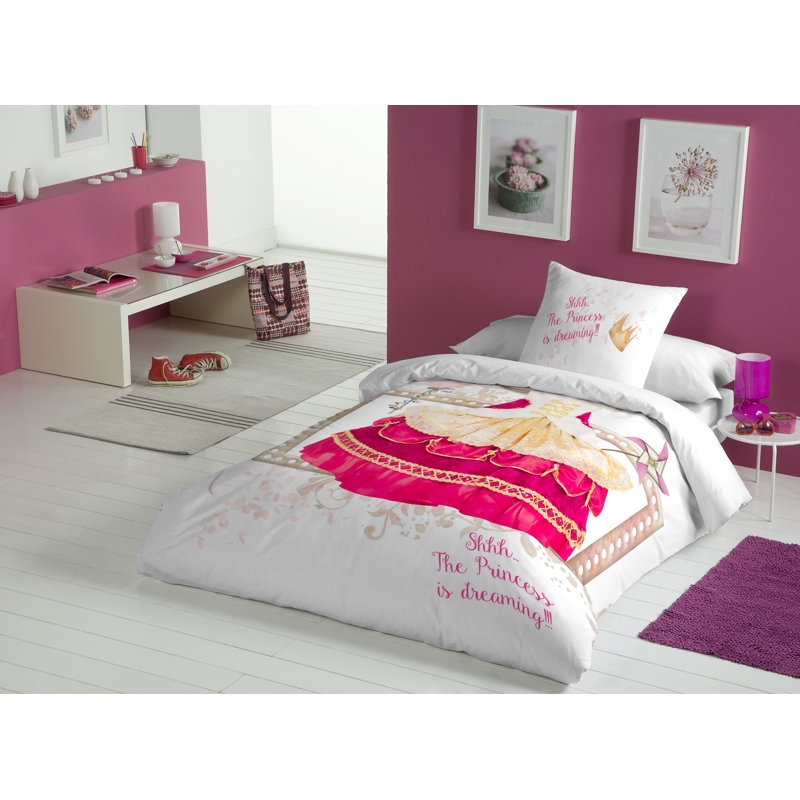  Ensemble de housse de couette réversible pour lit simple 2 pièces Princess