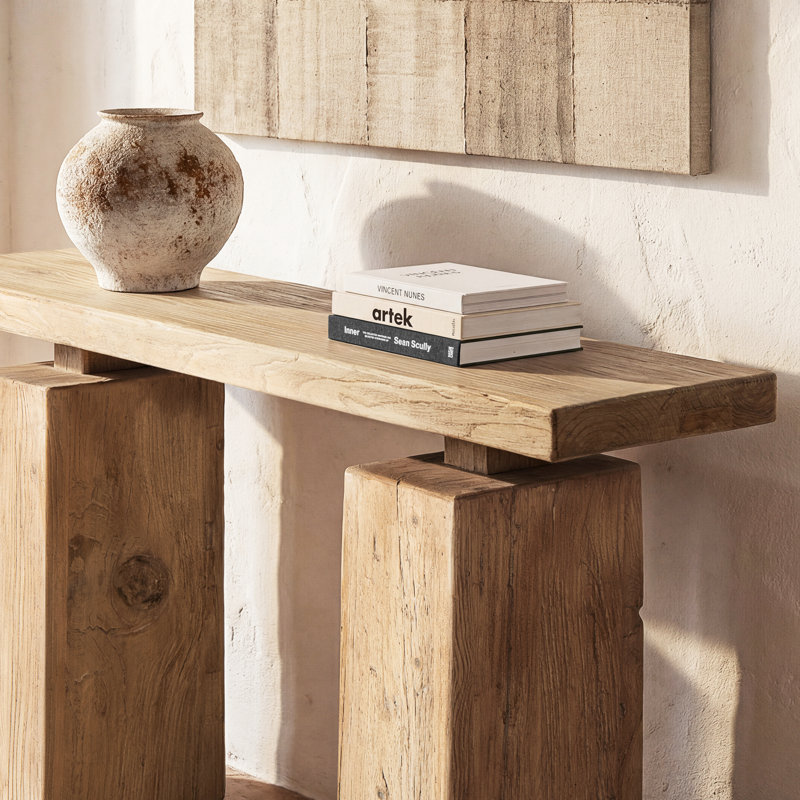 Calder 60" Solid Reclaimed Elm Plinth Console Table