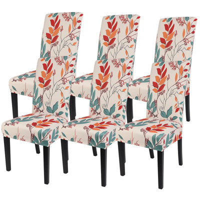 Printed Dining Room Chair Covers Set Of 6, Stretch Kitchen Chair Covers Washable Parsons Chair Slipcover Removable Dining Chair Protectors For Hotel,Ceremony(Floral Pattern1)