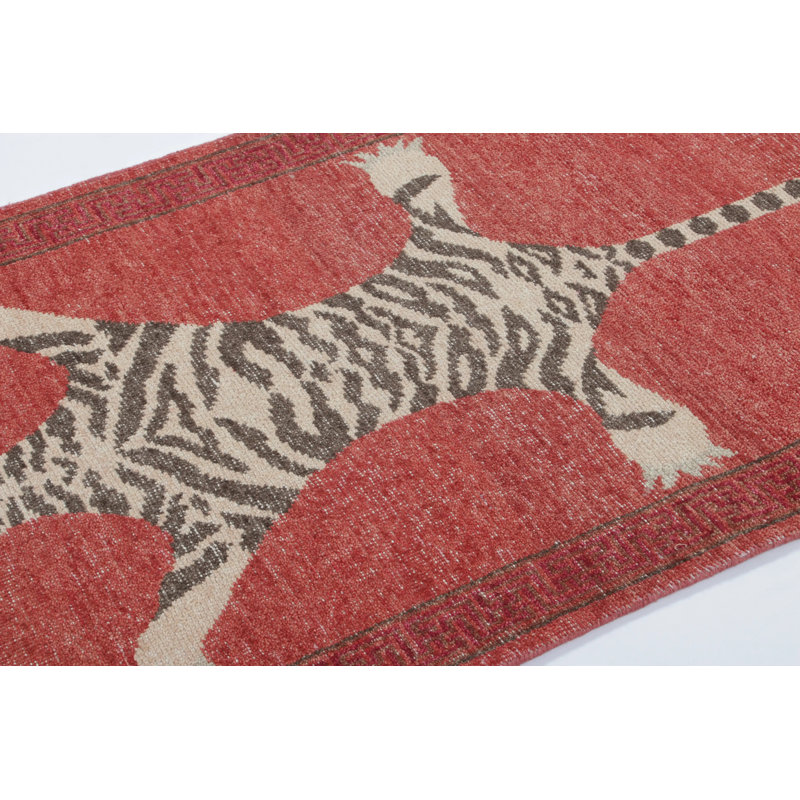 Hand Knotted Wool Geometric Area Rug, Rectangle 10' x 14'