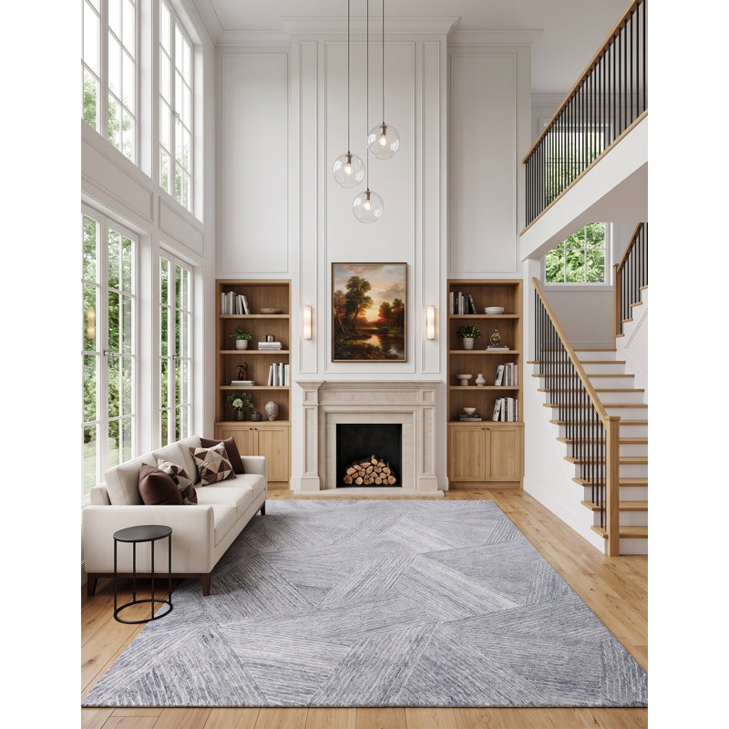 Marut Hand Tufted Abstract Area Rug in Light Gray, Rectangle 9' x 12'