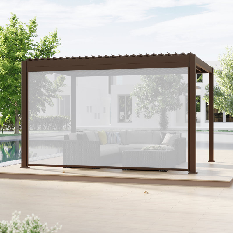 Écran d'intimité durable rétractable pour pergola de patio, 13 pi, Brun