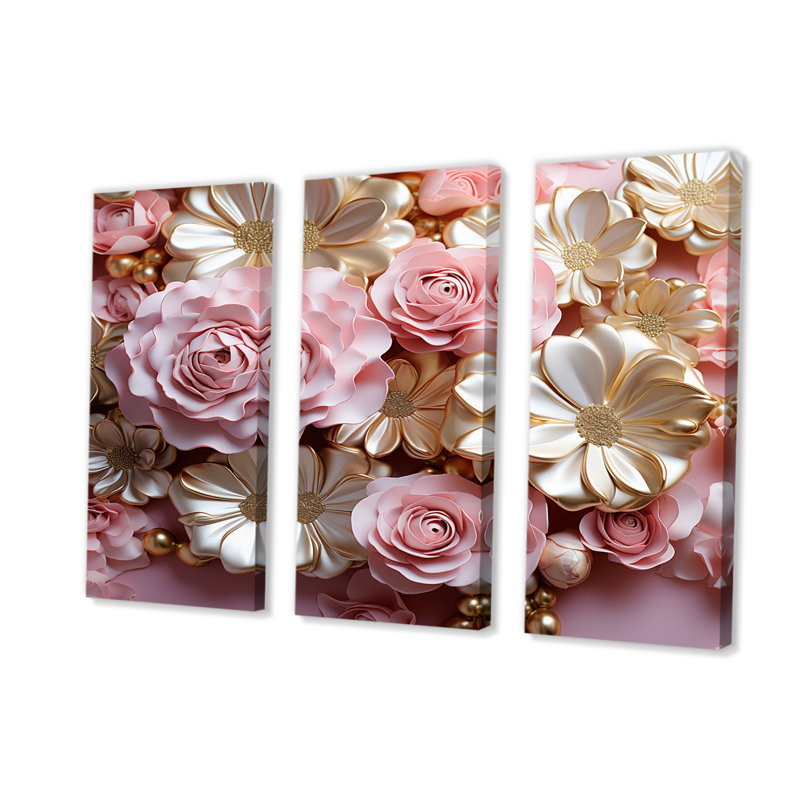 Ensemble de salon Tender White and Light Pink, H 40 po x l 60 po x P 1 po