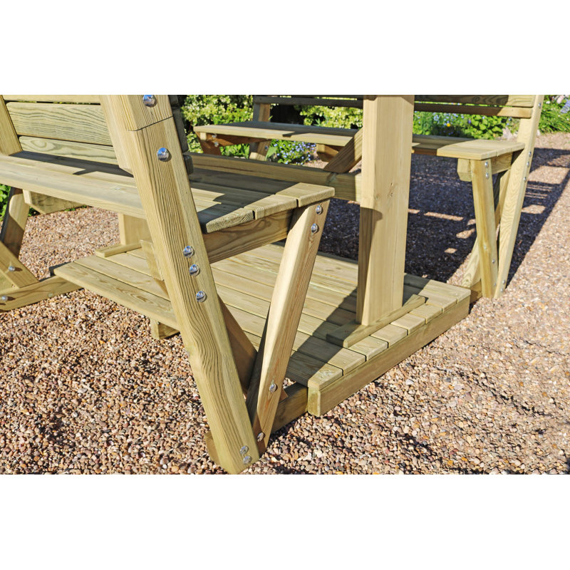 Breslyn 212cm W x 144cm D Solid Wood Arbour with Bench in Brown