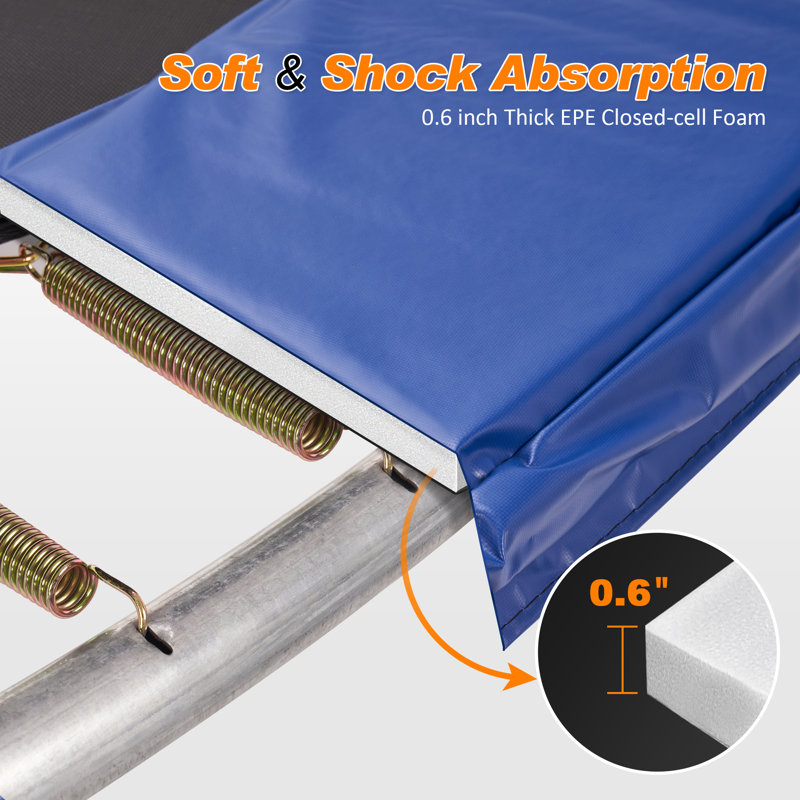 Blue Waterproof Trampoline Safety Pad for 8-16 Foot Frames