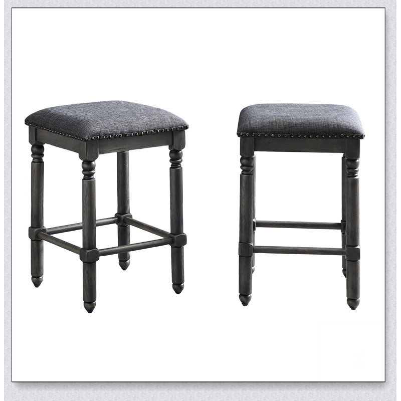 Tabouret en bois Arnhem, ensemble de 2, Gris, Tabouret de comptoir (siège d'une hauteur de 24,2