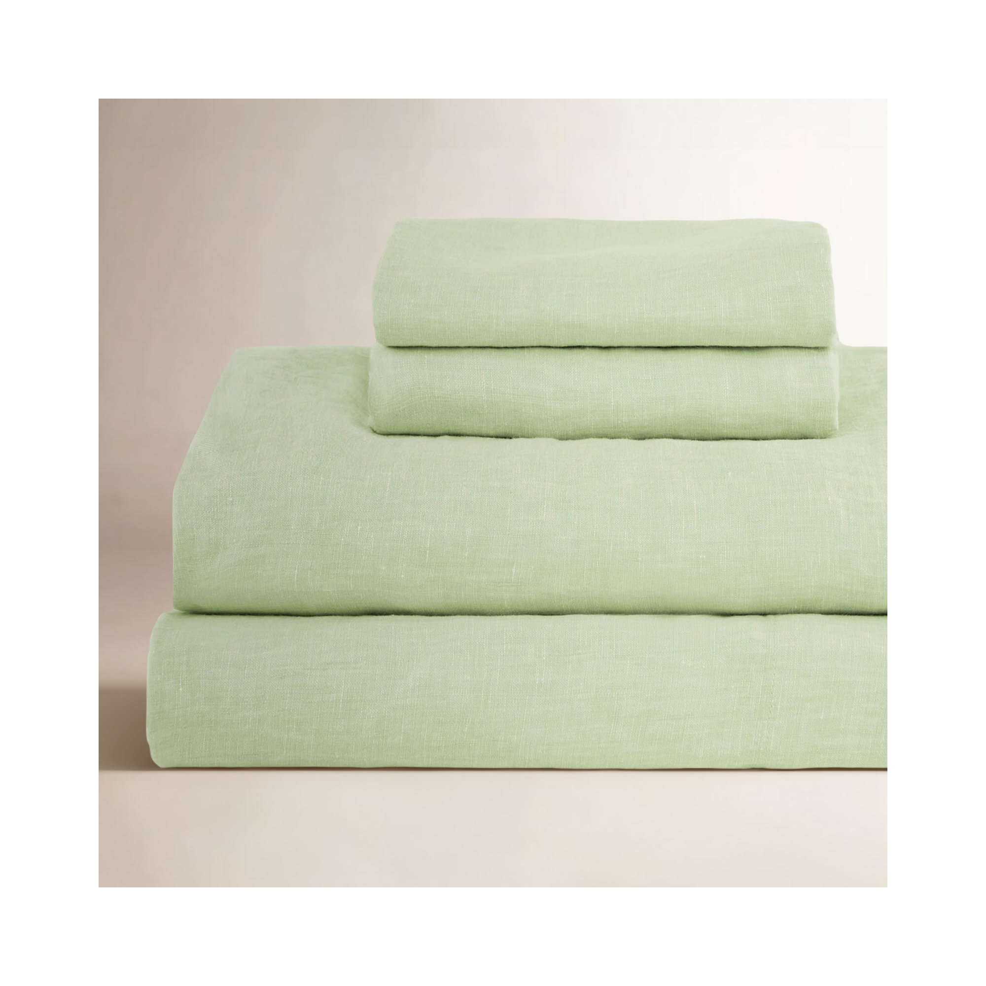 100% French Linen Sheet Set, Twin XL Sheet Set with 1 Pillowcase, Matcha
