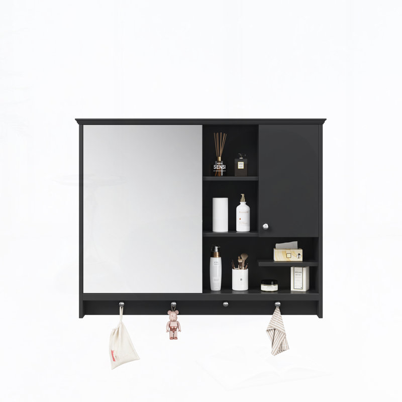 Cabine à pharmacie murale 36 "avec porte miroir, Noir, noir, noir, noir