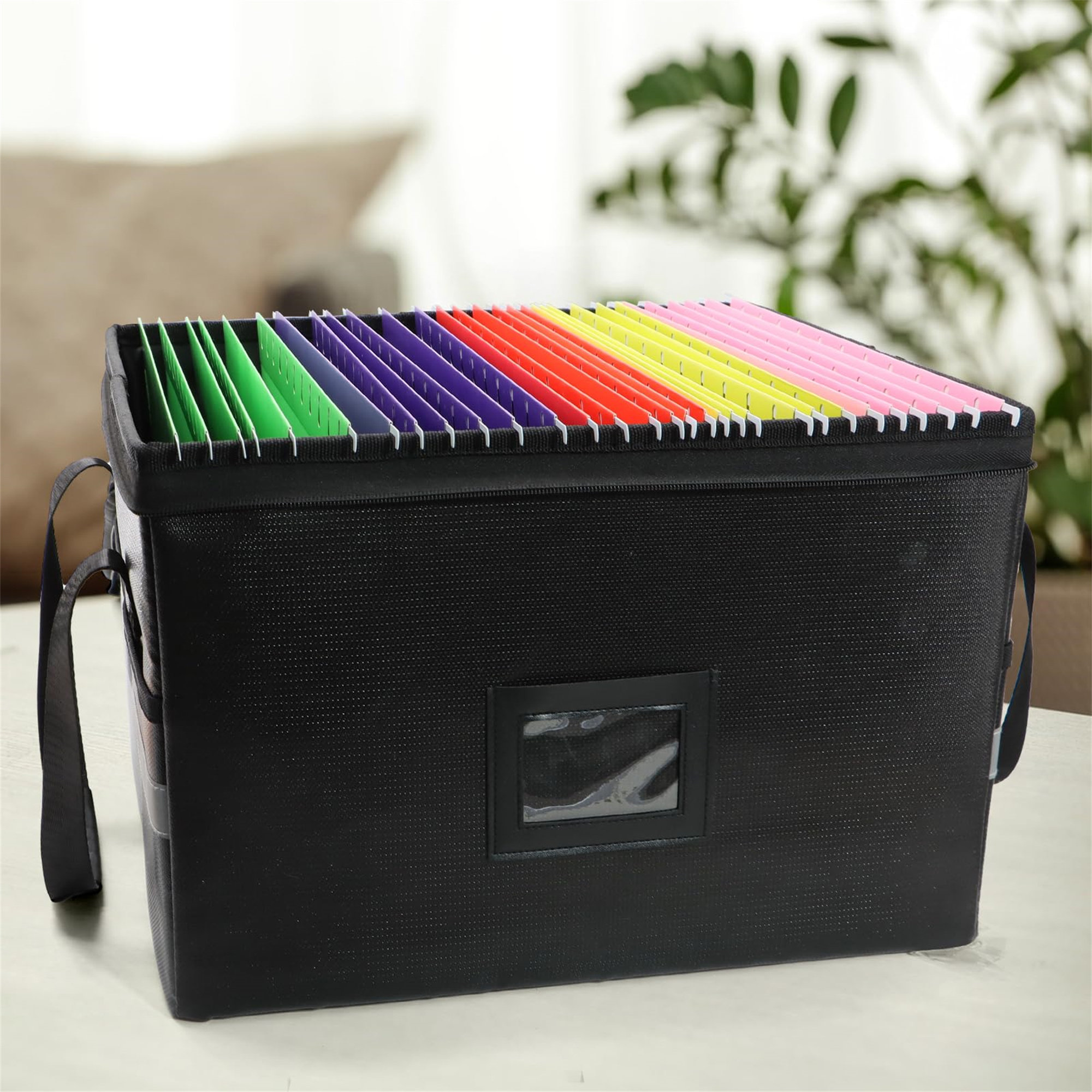 YHSNFJING Fireproof Document Box, 2 Layer Collapsible File Box with ...