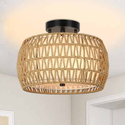 Caryle Rattan Semi Flush Mount