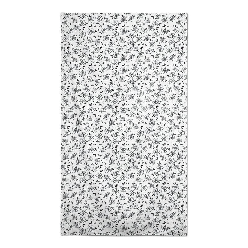 Nappe florale en polyester, Noir, L 102 po x l 58 po