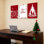 «Christmas Village and Family Tree», reproduction d'art sur toile tendue sur toile (ensemble de 3)
