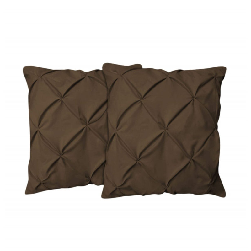 400TC Cotton Pintuck Sateen Solid Euro Sham, Chocolate, 24"H x 24"W