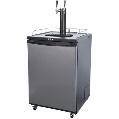 Beer Kegerator - 24.3" W x 21.7" D x 35.9" H - 1 Piece - Black - Dual tap design serves multiple beverages at once