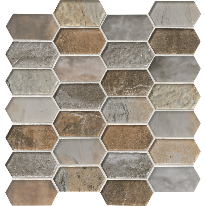 Desert Strata Spire 12 in. x 13 in. Glass Mosaic Wall Tile