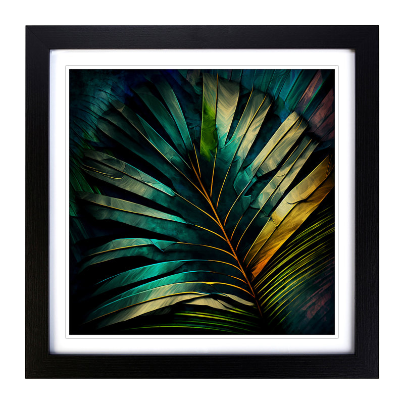 Palm Leaf - Framed Print, Black