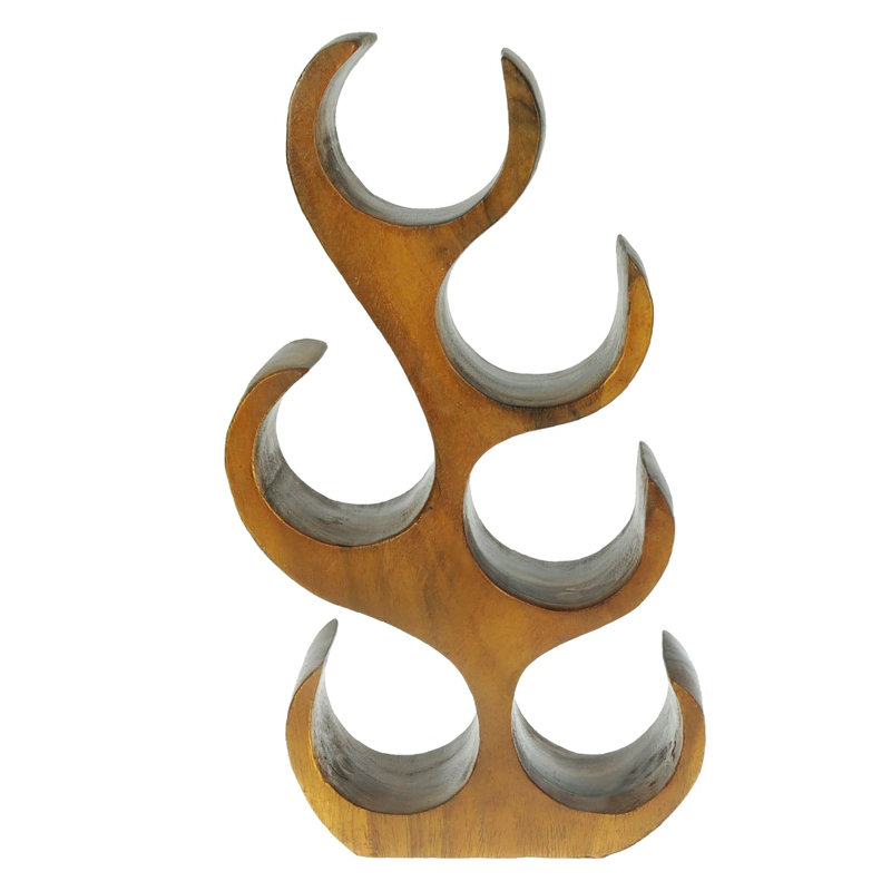 Agness Tabletop Wine Bottle & Glass Rack Brown