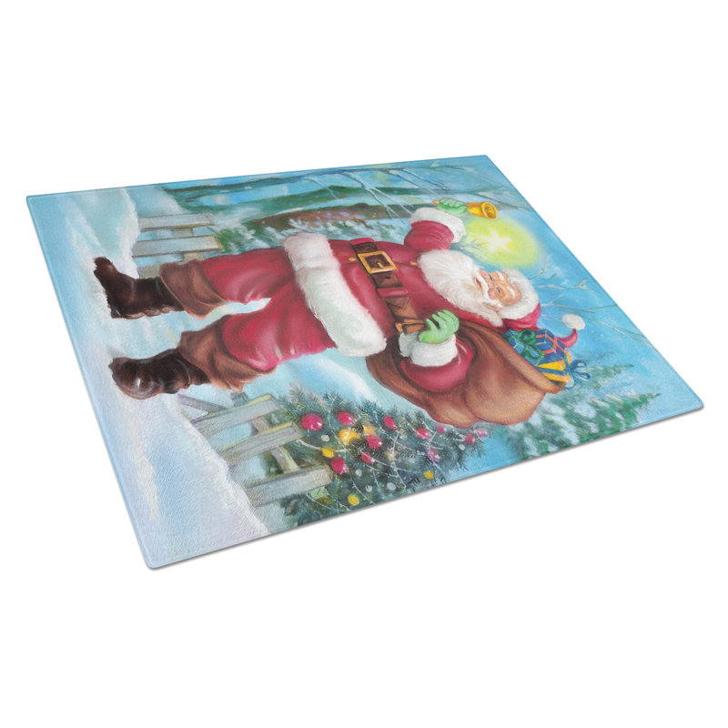 Large Christmas Santa Tempered Glass Cutting Board