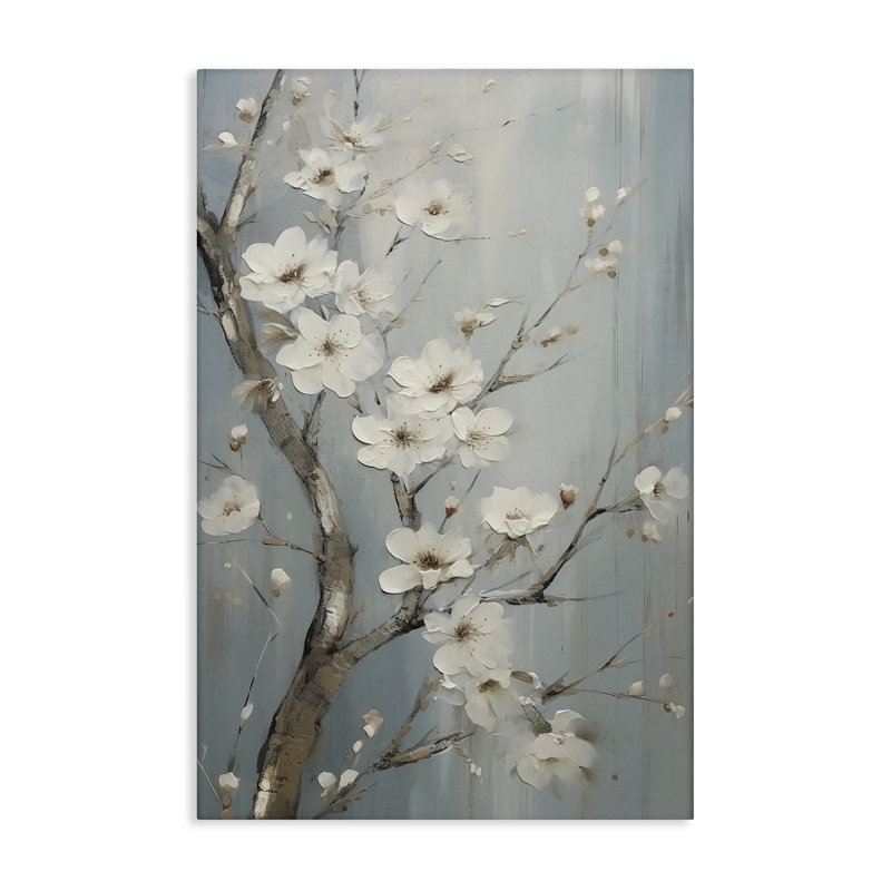 "White Cherry Blossoms", art mural sur toile par Sasha, H 24 po x l 16 po