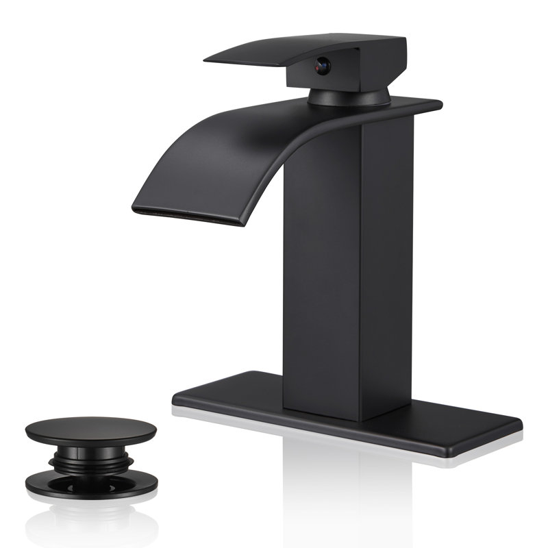 Robinet de lavabo de salle de bain Waterfall, Noir mat