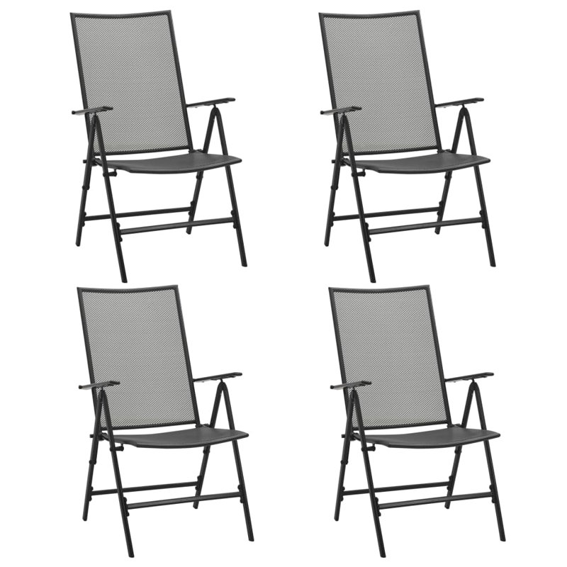Chaises pliantes en maille anthracite, Gris anthracite, 4