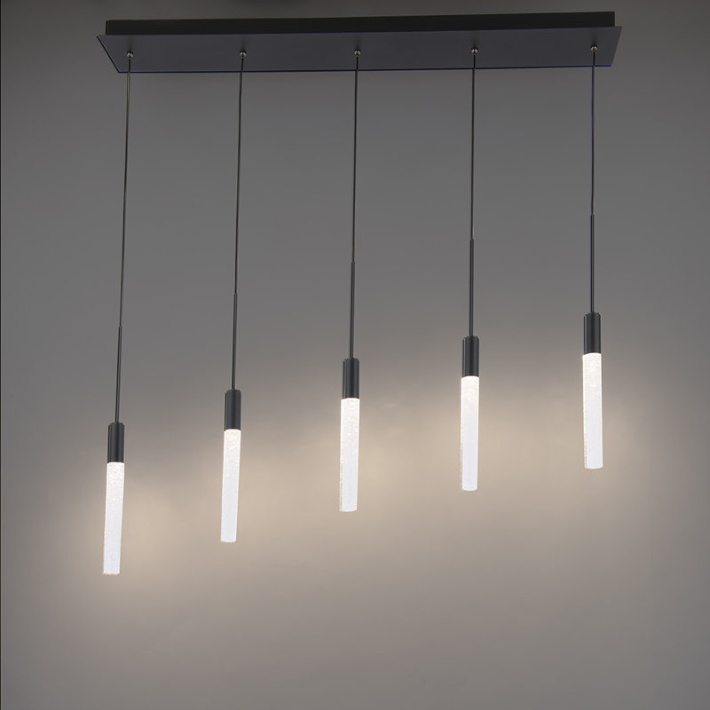 Luminaire suspendu cylindrique à 5 lumières Magic, Noir